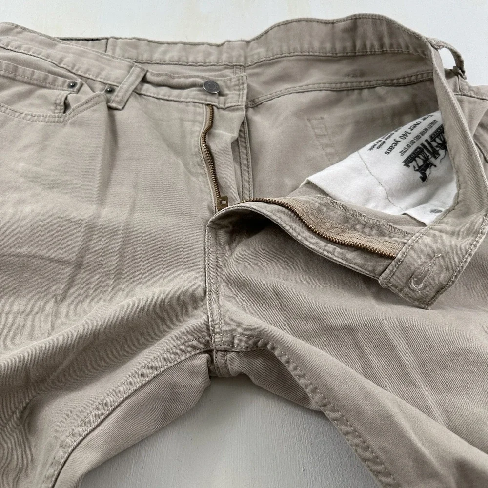 Levi's‎ Mens 514 Beige Jeans Size 38X30 Tan Khaki Straight Black Patch White Tab